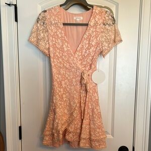 NWT Pink Lace Wrap Dress